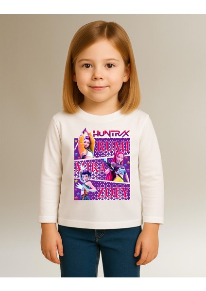 Kpop Demon Hunters Huntrix Uzun Kollu Baskılı Kız Çocuk Tişört (4-13 Yaş) modelleri