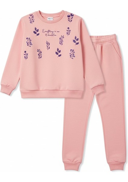 Baskılı Kız Çocuk Eşofman Takımı / %100 Pamuk Günlük Spor Sweatshirt ve Alt I Kız Çocuk Takım fiyatları