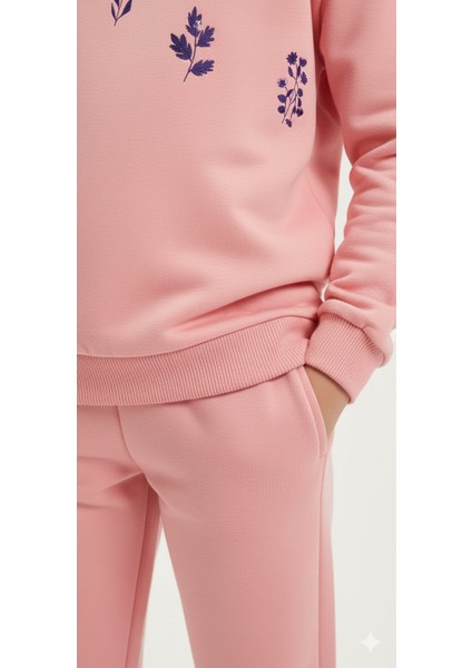 Baskılı Kız Çocuk Eşofman Takımı / %100 Pamuk Günlük Spor Sweatshirt ve Alt I Kız Çocuk Takım fırsatları