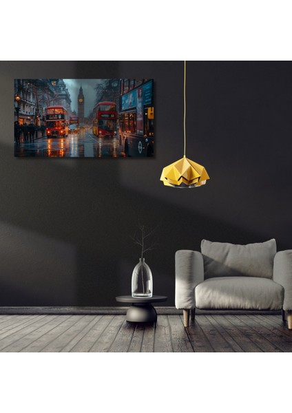 Uv Digital Baskı 4mm Kırılmaz Cam Londra London Tarihi Kırmız Otobüsleri Duvar Tablosu modelleri