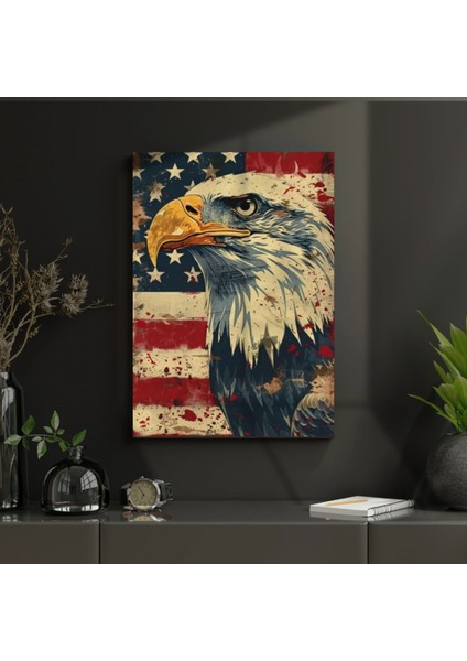 Uv Digital Baskı 4mm Kırılmaz Cam Amerika Kartal ve Bayrağı Tablo