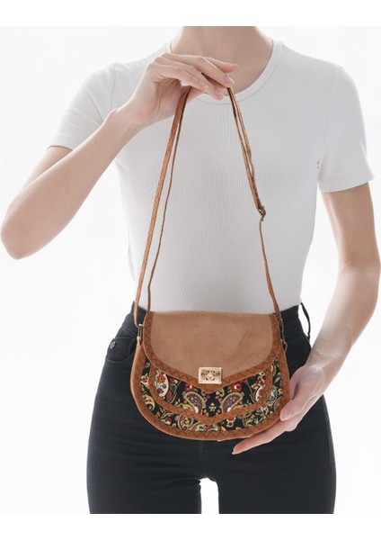 Iran Işi El Yapımı Etnik Desenli Vizon Bohem Askılı Küçük Boy Omuz Çantası