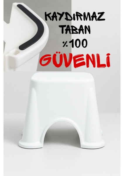 Kaymaz Ekstra Güçlü Lüx Çok Amaçlı Kare Beyaz Banyo Taburesi fiyatları