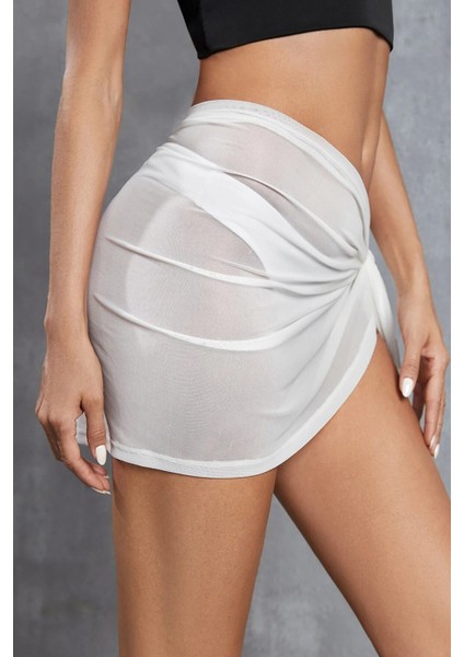 Kadın Beyaz Transparan Belden Bağlamalı Pareo fiyatları