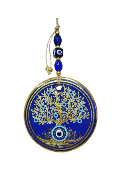 Hayat Ağacı Şekilli Yaldızlı Duvar Süsü Cam Hediyelik Dekor