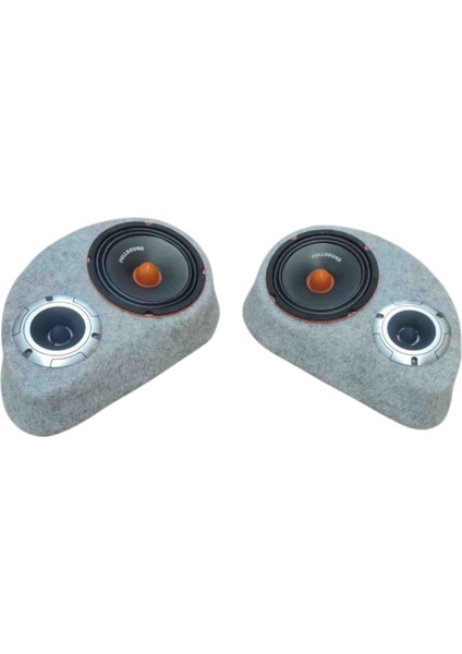 Polyesterli Boş Pandizot 16 cm Hoparlör 10 cm Tweeter Yuvalı Gri Mdf (2 Adet Sağ ve Sol )