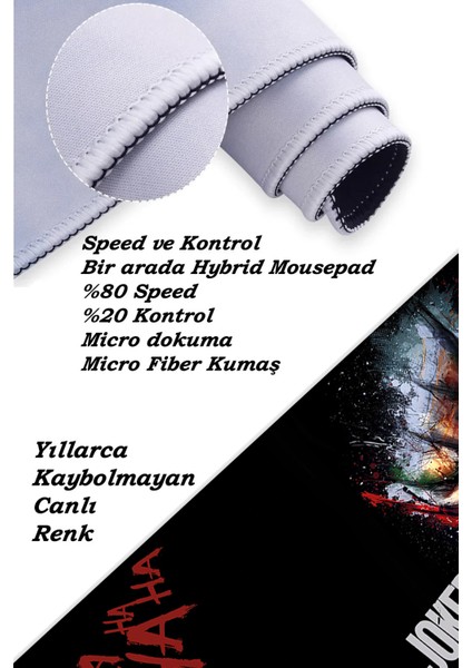 Joker Oyun Gaming Klavye Mouse Pad Kaymaz Taban Kenarları Dikişli Masa Matı 70X30 cm indirimleri