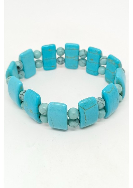 Farklı Kesimlerde Firuze Doğal Taşlı Bileklik