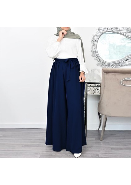 Keten Kemerli Kadın Pantolon Şalvar