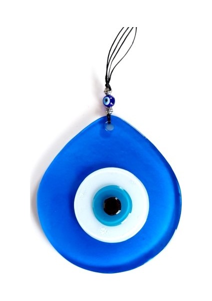 Mavi Renk Damla Model Nazar Boncuklu El Yapımı Cam Duvar Süsü Hediyelik Dekor