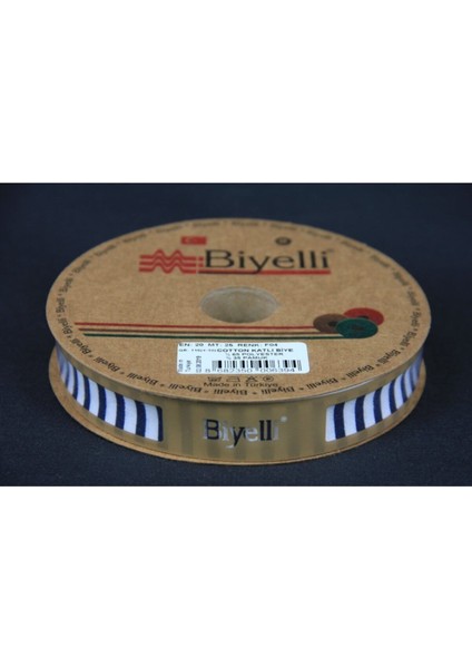 Biye Kalın Çizgili Katlı F04 Lacivert 2 cm 25 Metre %65 Koton %35 Polyester