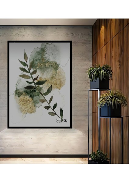 Altın Varaka Sulu Boya Yaprak Dekoratif Ahşap Tablo Dikdörtgen Tablo fiyatları