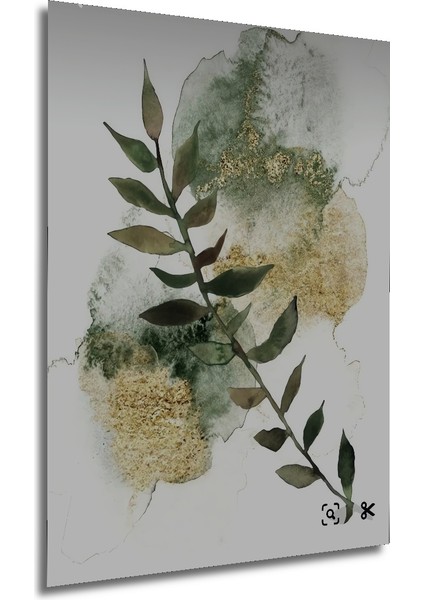 Altın Varaka Sulu Boya Yaprak Dekoratif Ahşap Tablo Dikdörtgen Tablo fırsatları