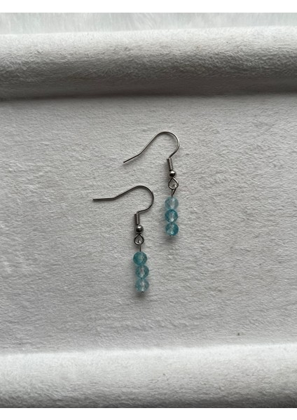 Minimal Topaz Taşı Gümüş Kaplama Küpe El Yapımı