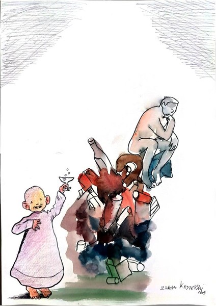 Zlatko Krstevski 29X21CM Orijinal Karikatür Tablo modelleri