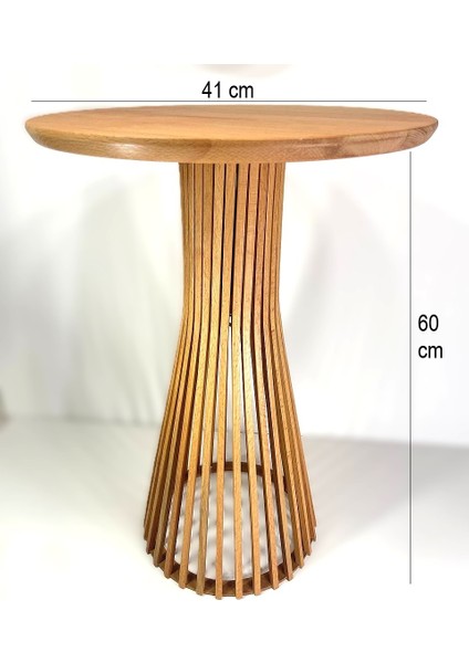 Palermo Yuvarlak Modern Klasik Rustik Retro Vintage Naturel Dekoratif Ahşap Çıtalı Yan Mantar Sehpa fiyatları