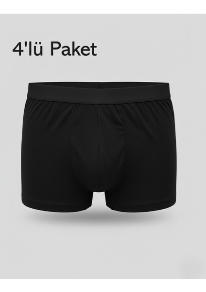 Erkek Boxer Şort Pamuklu Cotton 4'lü Paket Esnek Yumuşak Penye Slim Fit - Galaksi
