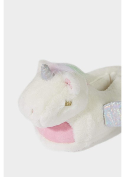 Kız Çocuk Unicorn Temalı Düz Taban Terlik F1943A825WN