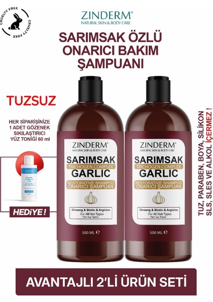 Trichogen Complex Güçlendirici Sarımsak Özlü Tuzsuz Şampuan | Dökülme Karşıtı & Onarıcı (2 Adet x 500 Ml)