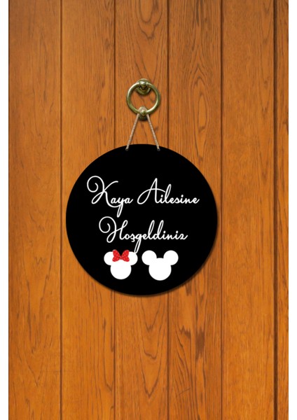 Kapı Süsü Minnie ve Mickey Hoş Geldiniz Ahşap Baskı Kişiye Özel Tasarım fiyatları