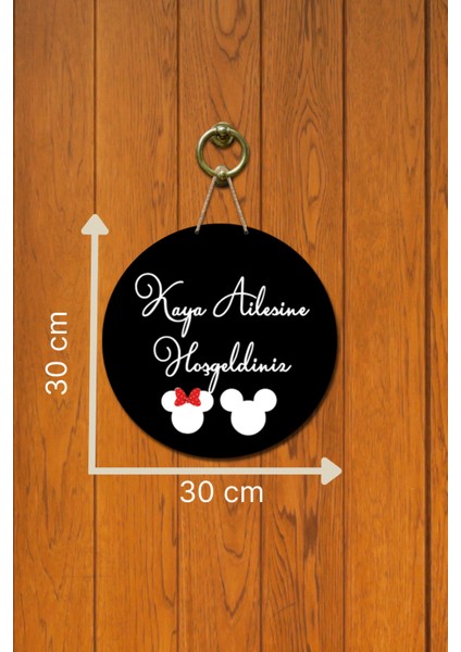 Kapı Süsü Minnie ve Mickey Hoş Geldiniz Ahşap Baskı Kişiye Özel Tasarım fırsatları