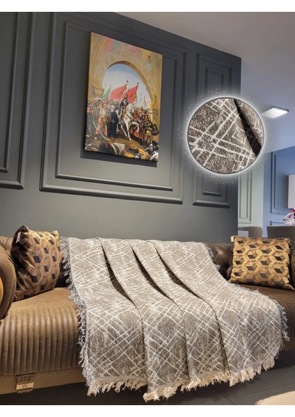 Pamuklu Lüks Kaymaz Koltuk Örtüsü | Koltuk Şalı | Çok Amaçlı Örtü