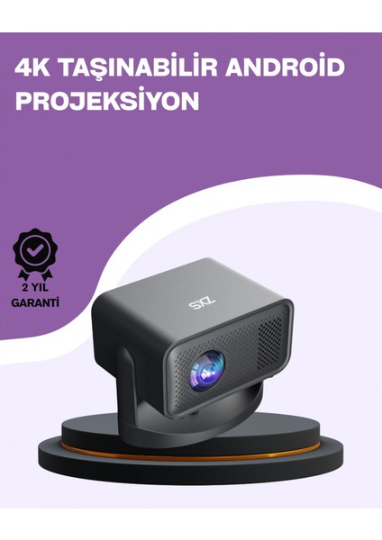 Dahili Hoparlörlü ve Uzun Ömürlü LED Lambalı Akıllı Projektör