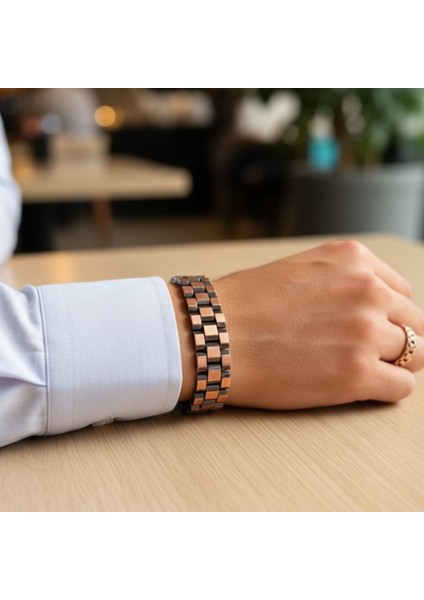 Manyetik Mıknatıslı Saf Bakır Bileklik & Yüzük Seti - Doğal Destek ve Enerji Dengeleyici Terapi Takı