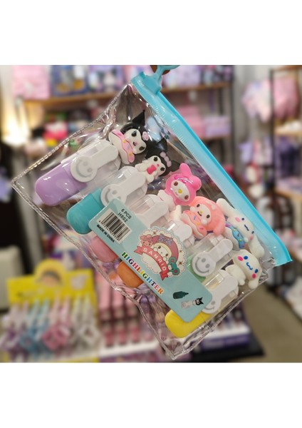 Kuromi ve Sanrio Karakterleri 6 Lı Fosforlu Kalem Seti