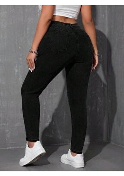 Kadın Siyah Denim Pantolon Büyük Beden fiyatları