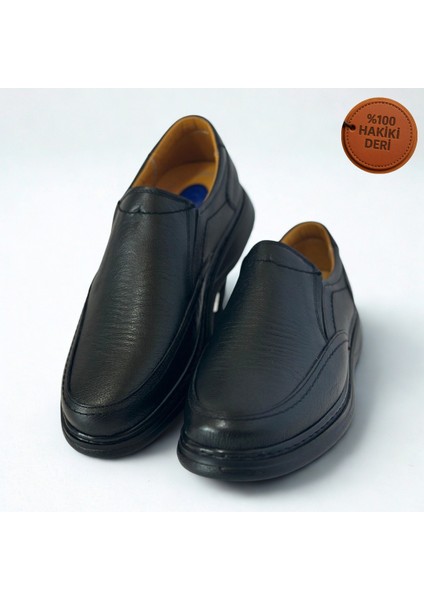 Erkek Hakiki Deri Ultra Rahat Ortapedik Taban Jelli Siyah Günlük Baba Ayakkabısı modelleri