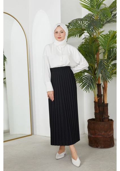 Pilikaşe Krep Etek-Siyah modelleri