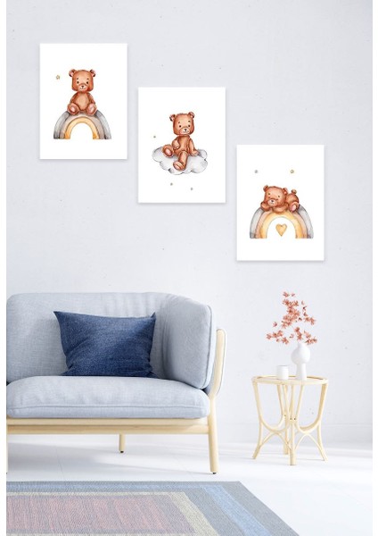 Çocuk Bebek Odası Mdf (Ahşap) 3parça Renkli Dekoratif Tablo fiyatları