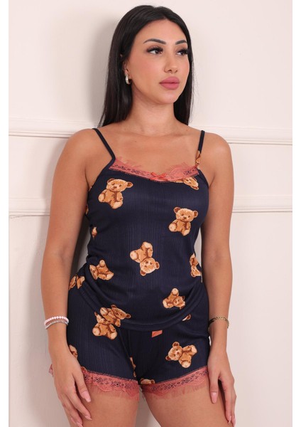 Kadın Teddy Bear Desenli Şortlu Pegasus Pijama Takım Lacivert fiyatları