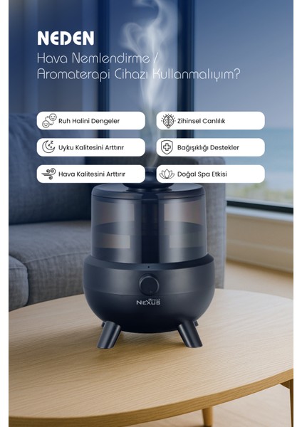 Ultrasonik Buhar Makinesi Humudifier / Aromaterapi Cihazı Diffüzör 2 Litre 6 Kademeli - Siyah Renk fırsatları