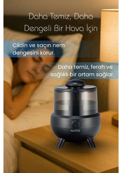 Ultrasonik Buhar Makinesi Humudifier / Aromaterapi Cihazı Diffüzör 2 Litre 6 Kademeli - Siyah Renk indirimleri