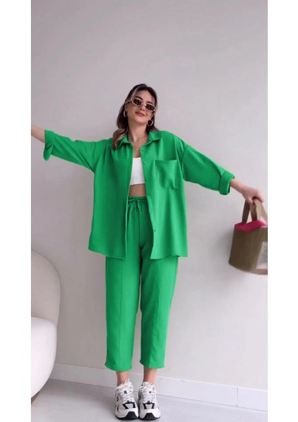 Keten Günlük Elbise Pantolon Gömlek Ikili Takım indirimleri