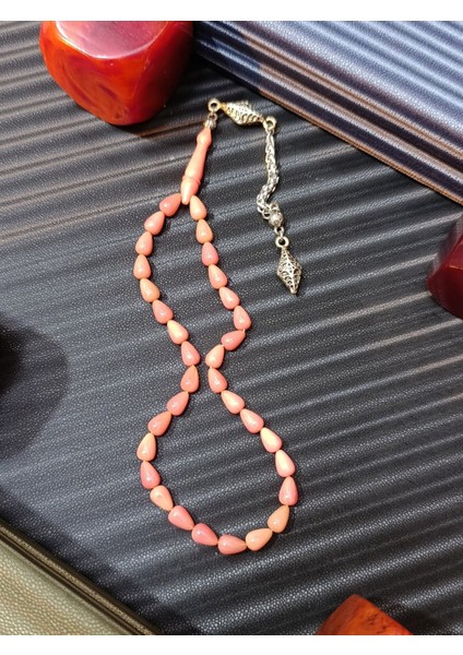 Sıkma Kehribar Tesbih Pembe Renk