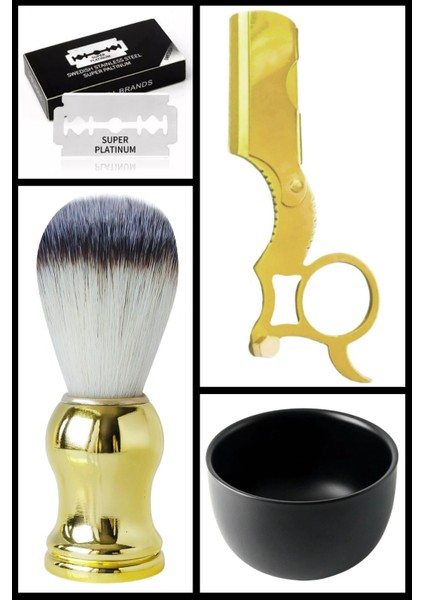 U4 Full Metal Ustura + F10 Fırça + Kase + 5 Adet Platinum Yaprak Jilet