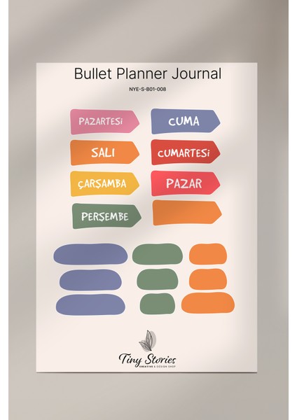 Bullet Journal Sticker Seti - 6 Sayfa / Ajanda, Scrapbook, Journal modelleri