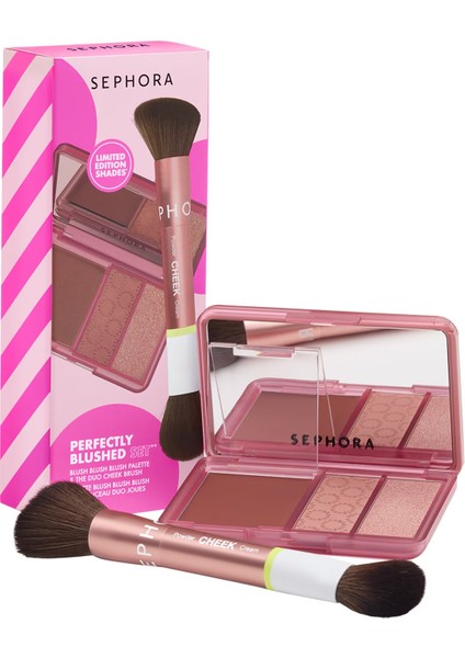 Perfectly Blushed Set - Blush Blush Blush Palet ve Ikili Allık Fırçası