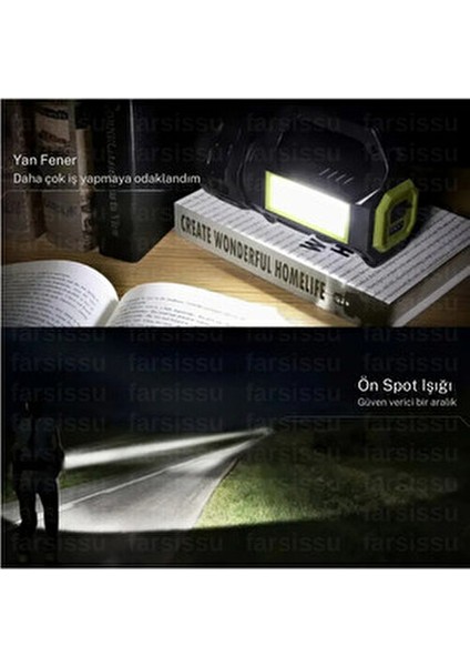 T95 El Feneri – 30W Güneş Panelli Powerbanklı Şarjlı LED Fener Deprem ve Acil Durum Feneri