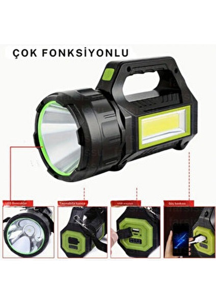 T95 El Feneri – 30W Güneş Panelli Powerbanklı Şarjlı LED Fener Deprem ve Acil Durum Feneri