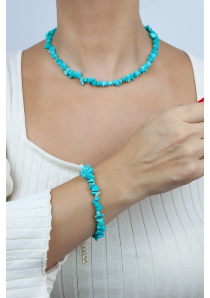 Turkuaz Doğaltaş Kolye Bileklik Set