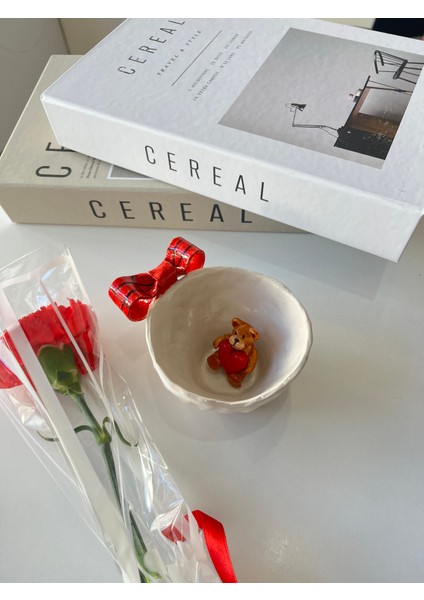 Kupa Kırmızı Kurdeleli Ayıcıklı El Yapımıı Sevimli Seramik Kupa fiyatları