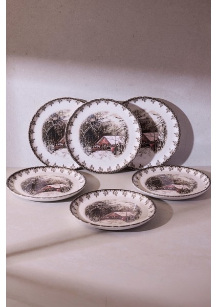 Vintage Friendly Village 6 Kişilik Pasta Takımı 21 cm