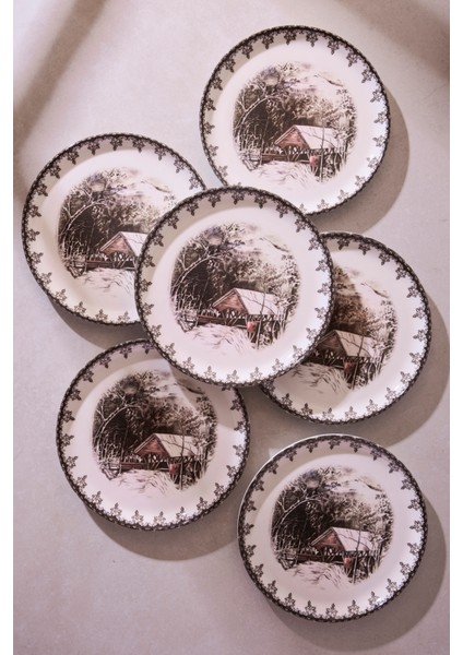 Vintage Friendly Village 6 Kişilik Pasta Takımı 21 cm fiyatları