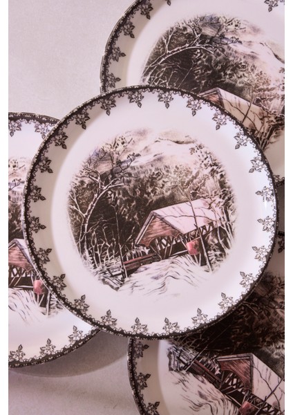 Vintage Friendly Village 6 Kişilik Pasta Takımı 21 cm fırsatları