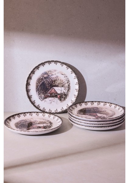 Vintage Friendly Village 6 Kişilik Pasta Takımı 21 cm indirimleri