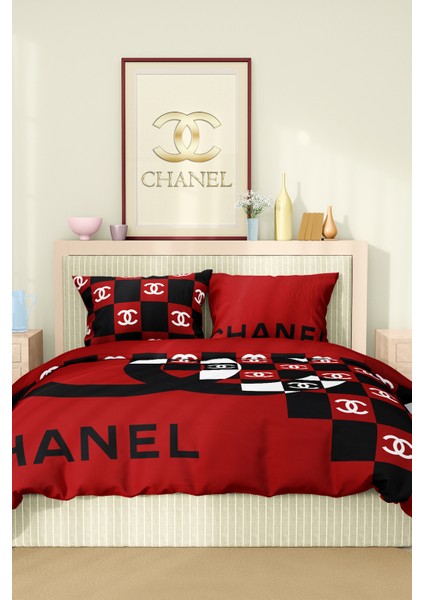 Nevresim Takımı Çift Kişilik Pamuklu Saten Kumaş 6 Parça 3D Dijital Baskı Duvet Cover Set Model No: